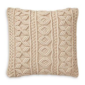 Ralph Lauren Meadow Macrame Sand Decorative Throw Pillow Cecily Collection